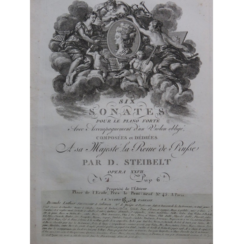 STEIBELT Daniel Sonate op 27 No 4 Piano Violon ca1797