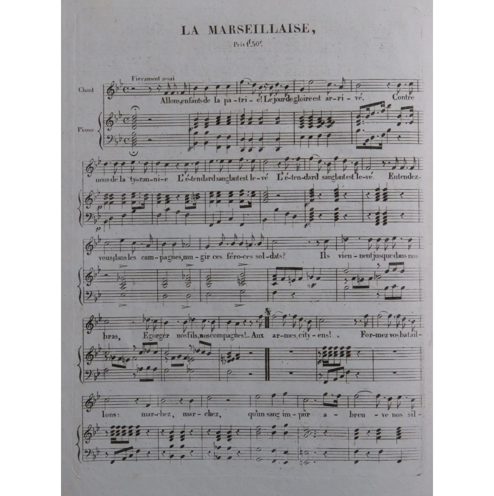 La Marseillaise Chant Piano ca1830