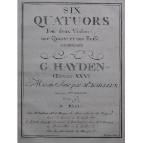 HAYDN Joseph Six Quatuors...
