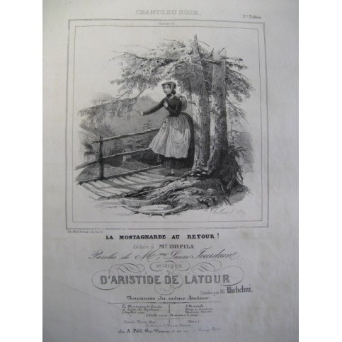 DE LATOUR Aristide La Montagnarde Chant Piano ca1840