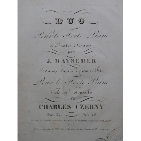 CZERNY Charles Duo Mayseder op 34 Piano 4 mains ca1820