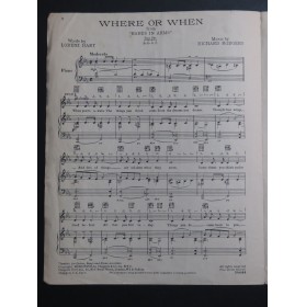 RODGERS Richard Where or When Chant Piano 1937