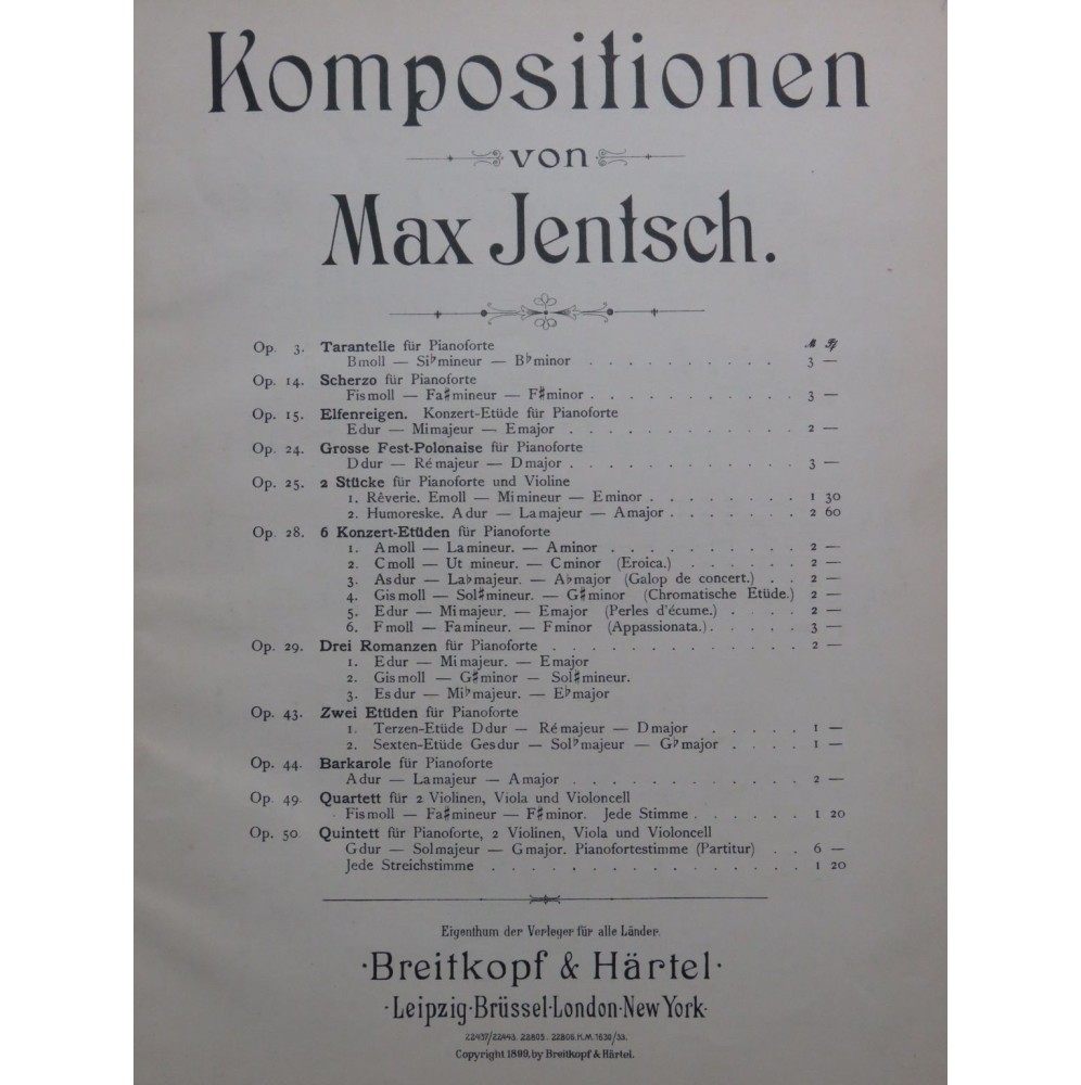 JENTSCH Max Grosse Fest-Polonaise op 24 Piano 1899