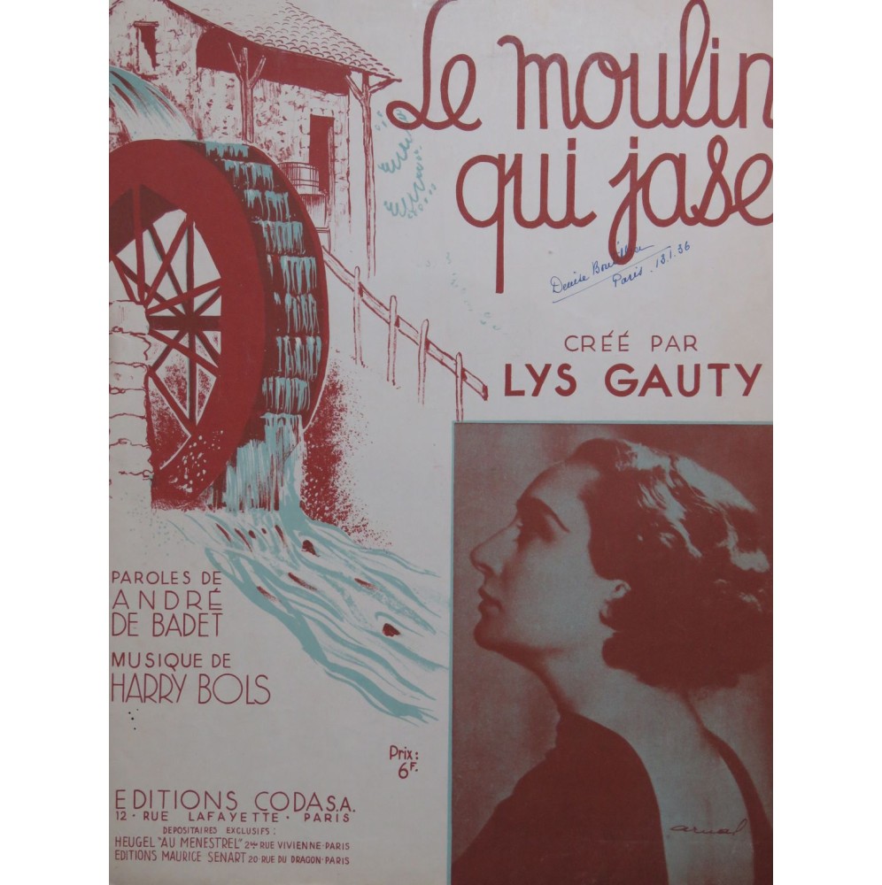 BOLS Harry Le Moulin qui jase Chant Piano 1935