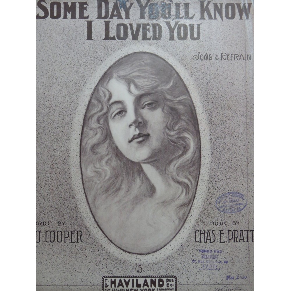 PRATT Charles. E. Some Day You'll Know I Loved You Chant Piano 1911