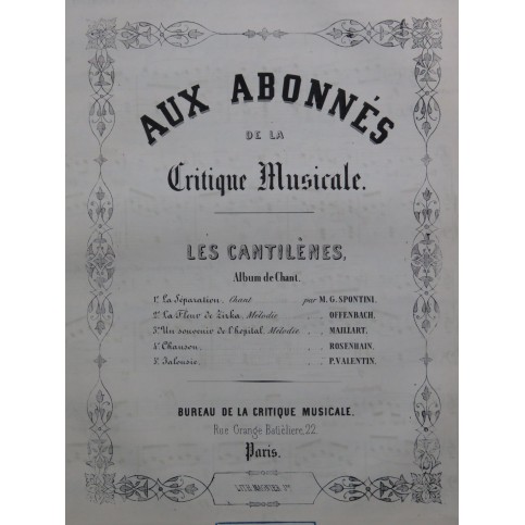 OFFENBACH SPONTINI ROSENHAIN Les Cantilènes Album Chant Piano ca1838