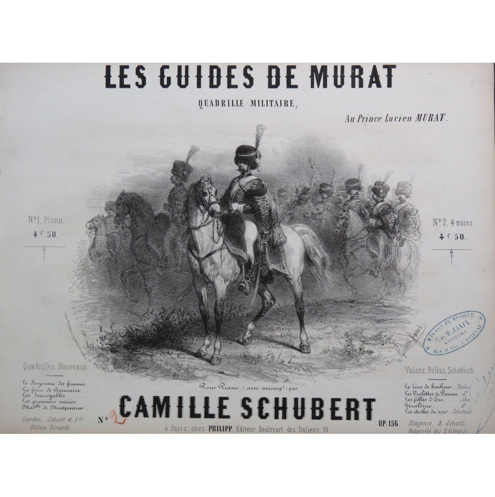 SCHUBERT Camille Les Guides de Murat op 156 Piano 4 mains ca1852