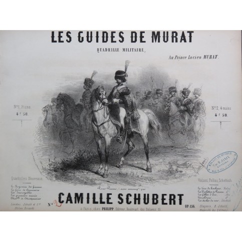 SCHUBERT Camille Les Guides de Murat op 156 Piano 4 mains ca1852