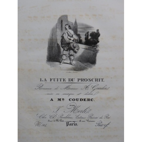 MERLÉ J. La Fuite du Proscrit Chant Piano ca1830