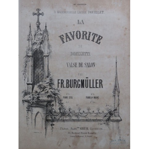 BURGMÜLLER Frédéric La Favorite Valse Piano ca1858