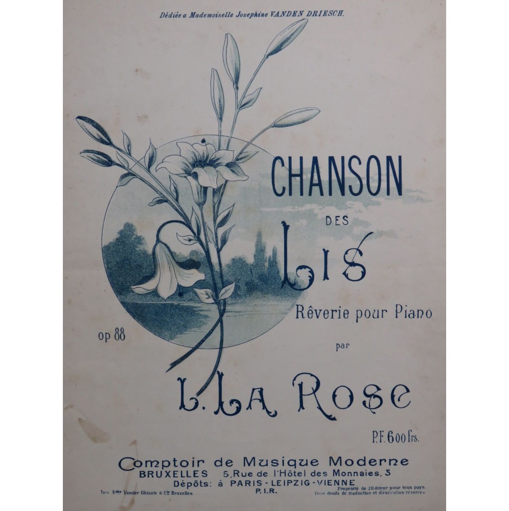 LA ROSE Léon Chanson des Lis op 88 Piano