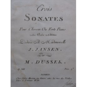 DUSSEK J. L. Trois Sonates...
