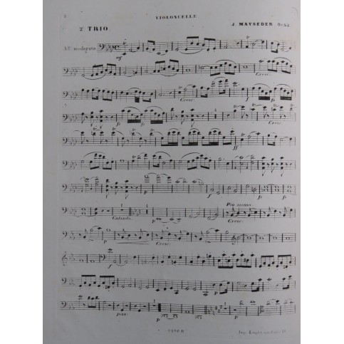 MAYSEDER Joseph Trio No 2 op 52 Violoncelle 1835