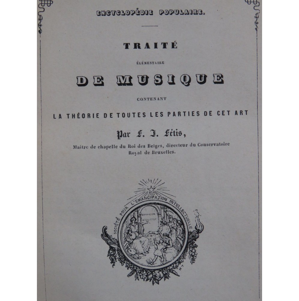 FÉTIS François-Joseph Traité Élémentaire de Musique ca1852