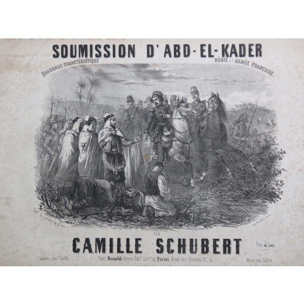 SCHUBERT Camille Soumission d'Abd-El-Kader Quadrille Piano ca1850