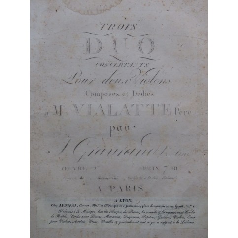GRAVRAND Joseph Trois Duos op 2 pour 2 Violons ca1800