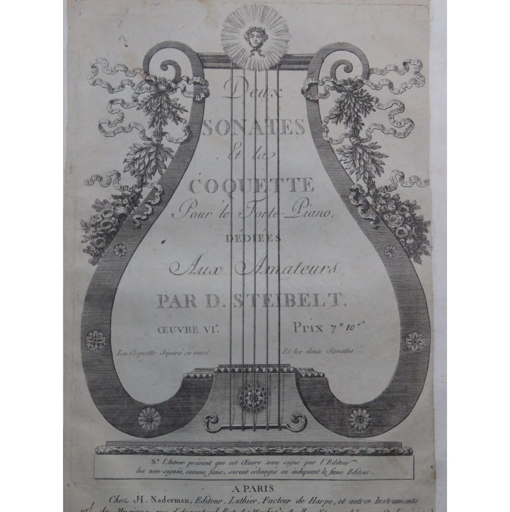 STEIBELT Daniel Deux Sonates et La Coquette op 6 Piano ca1795