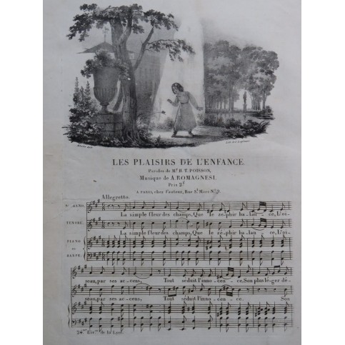 ROMAGNESI Antoine Les Plaisirs de l'Enfance Chant Piano ou Harpe ca1830