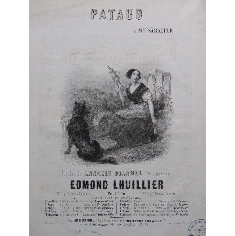 LHUILLIER Edmond Pataud Chant Piano 1849
