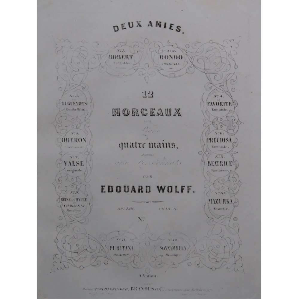 WOLFF Edouard Valse Originale op 122 Piano 4 mains ca1848
