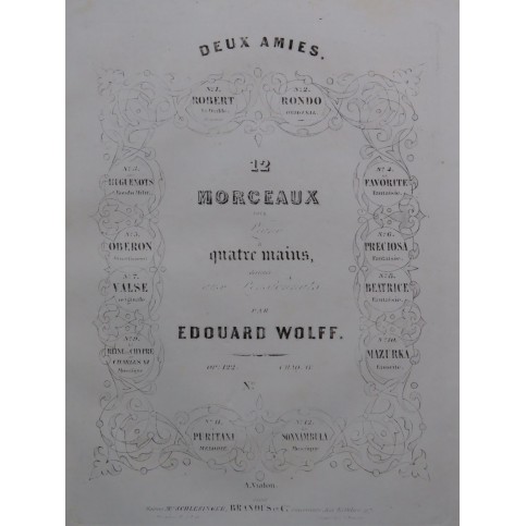 WOLFF Edouard Valse Originale op 122 Piano 4 mains ca1848