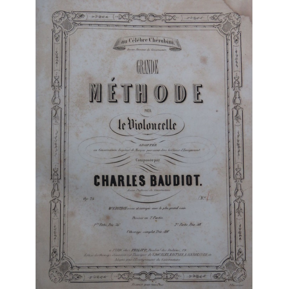 BAUDIOT Charles Grande Méthode de Violoncelle ca1850