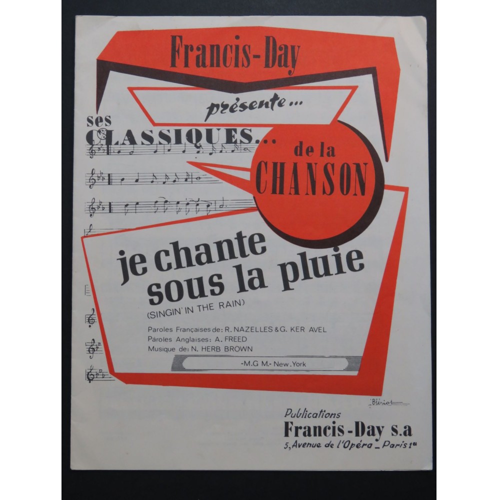 BROWN Nacio Herb Singin' in the Rain Chant Piano 1929