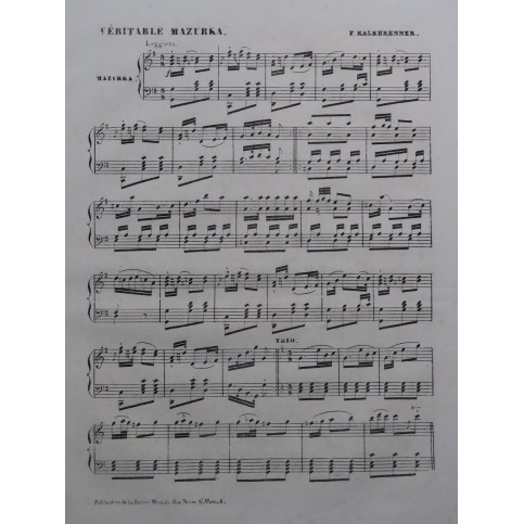 KALKBRENNER Frédéric Véritable Mazurka Piano ca1845