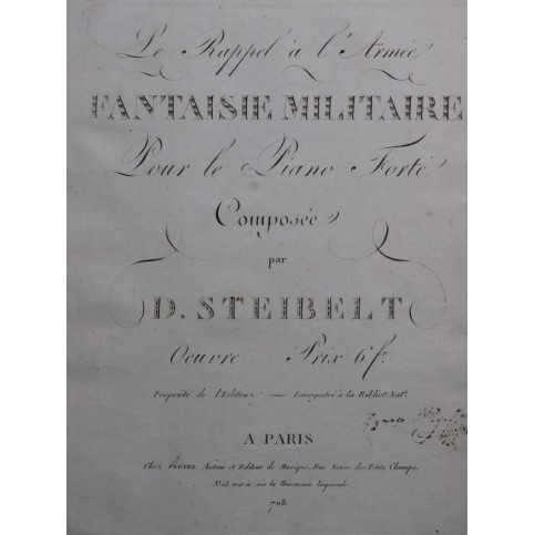 STEIBELT Daniel Le Rappel à l'Armée op 65 Piano ca1805