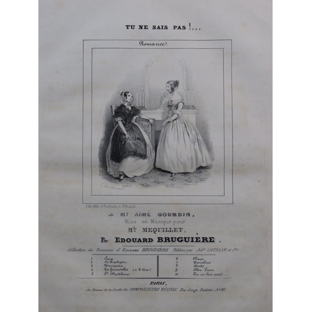 BRUGUIÈRE Edouard Tu ne sais pas ! Chant Piano ca1840