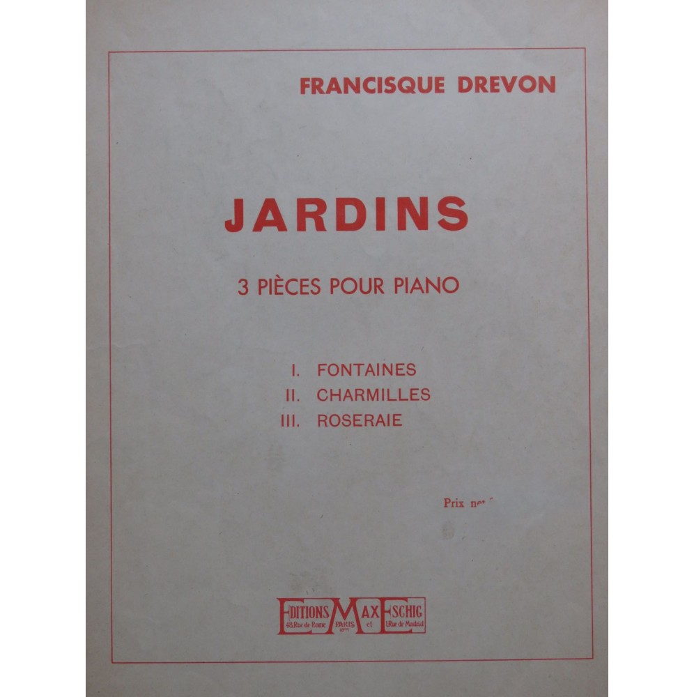 DREVON Francisque Jardins Piano 1934