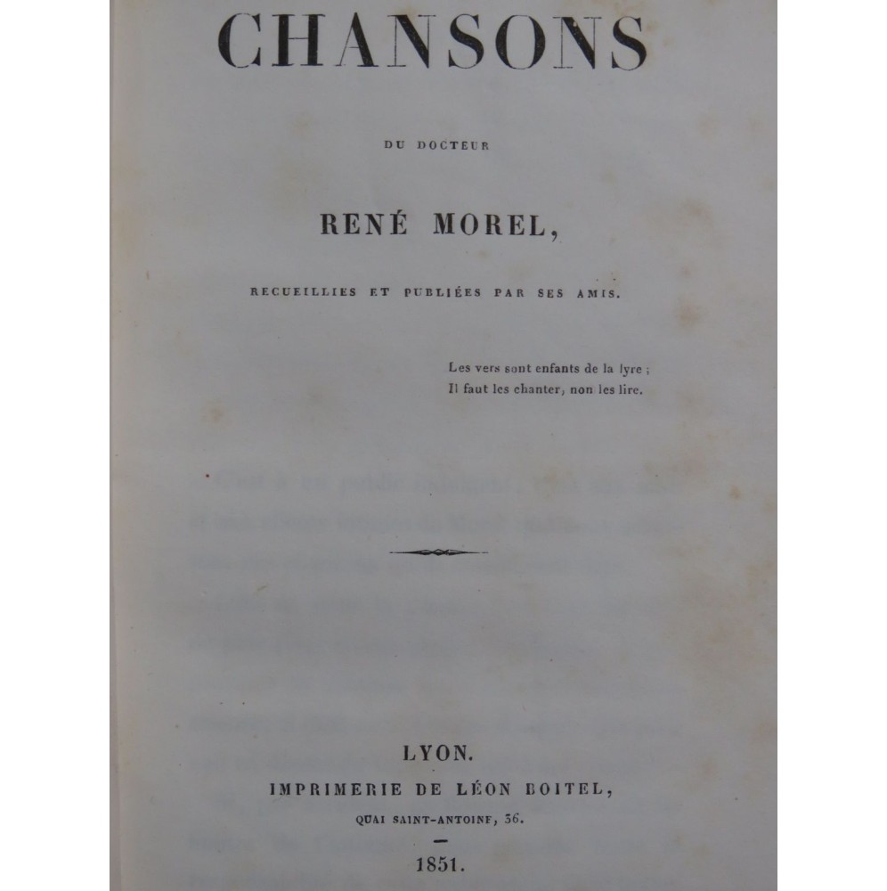 Chansons du Docteur René Morel 1851