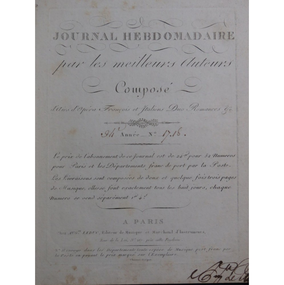 DELLA MARIA Domenico Care Donzelle Chant Piano ca1810