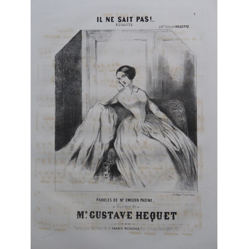 HEQUET Gustave Il ne sait pas Chant Piano ca1845