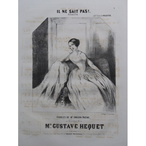 HEQUET Gustave Il ne sait pas Chant Piano ca1845