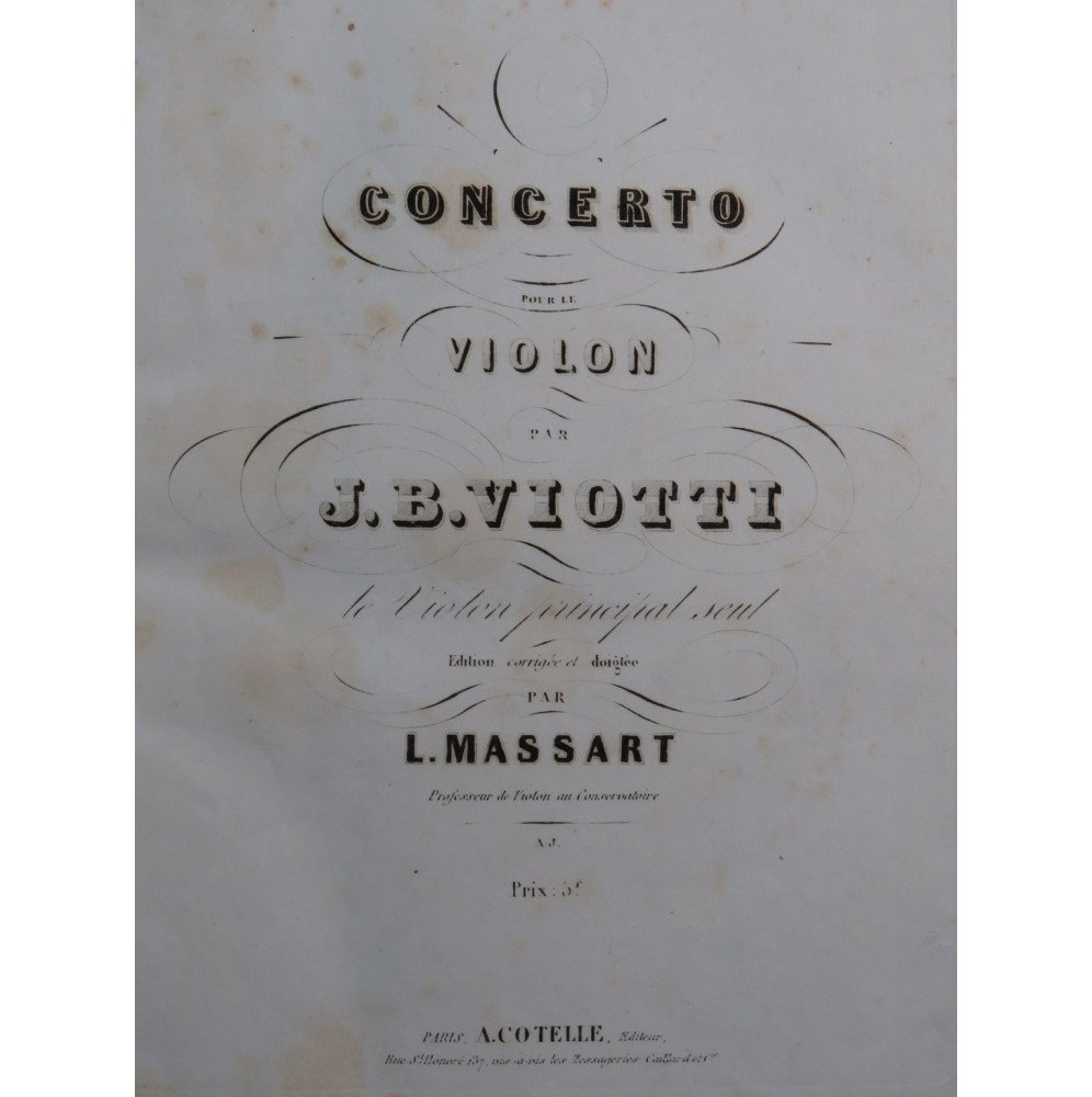 VIOTTI J. B. Concertos Violon Principal seul ca1850