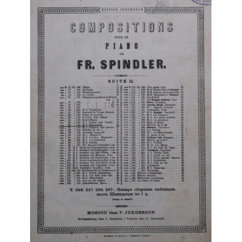 SPINDLER Fritz Husarenritt op 140 Piano ca1881
