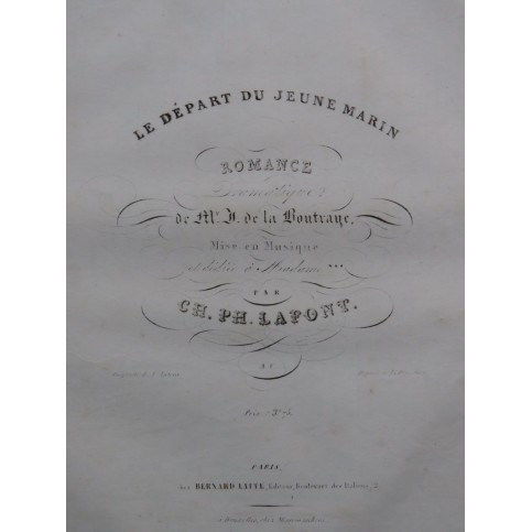 LAFONT Charles Philippe Le Départ du jeune marin Chant Piano ca1845