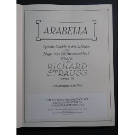 STRAUSS Richard Arabella op 79 Opéra Chant Piano 1987