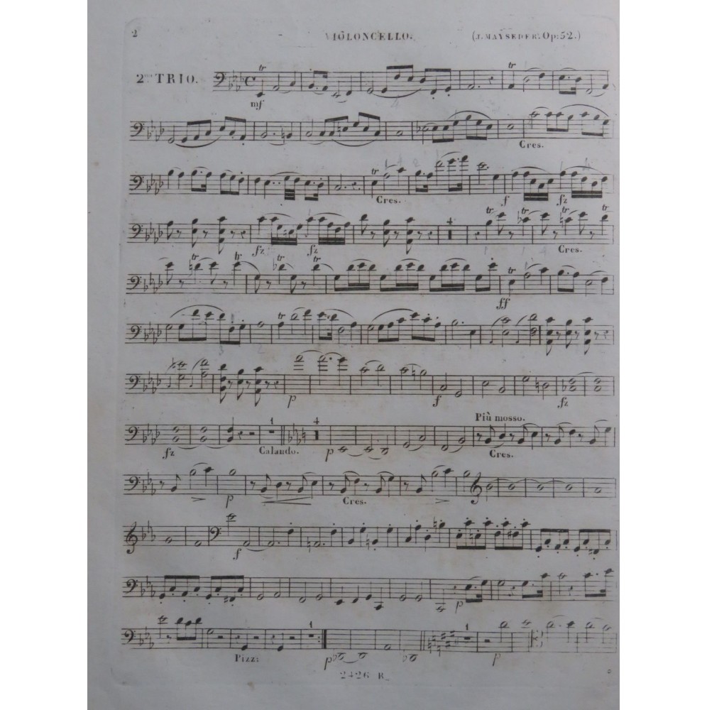 MAYSEDER Joseph Grand Trio No 2 op 52 Violoncelle ca1832