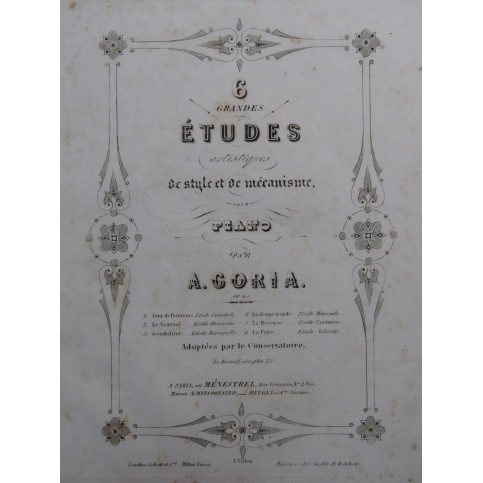 GORIA Alexandre La Rêveuse op 63 Piano ca1853