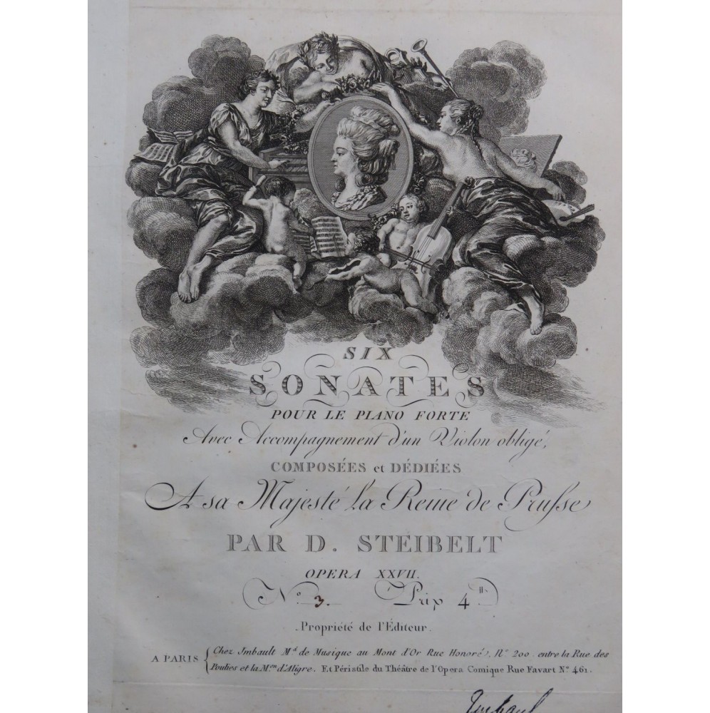 STEIBELT Daniel Sonate op 27 No 3 Piano Violon ca1797