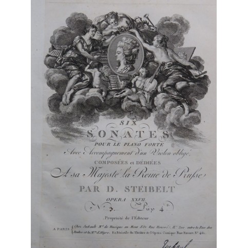 STEIBELT Daniel Sonate op 27 No 3 Piano Violon ca1797