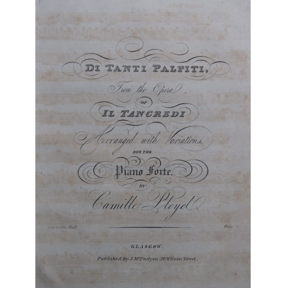 PLEYEL Camille Di Tanti Palpiti Piano ca1800