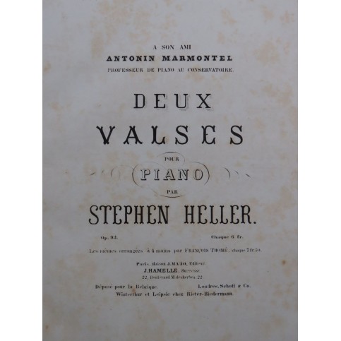 HELLER Stephen Valse op 93 No 1 Piano ca1880
