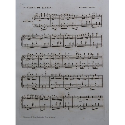 KALKBRENNER Frédéric Mazurka de Vienne Piano ca1845