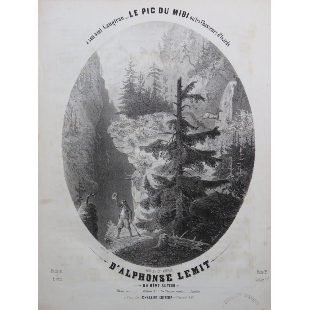 LEMIT Alphonse Le Pic du Midi Chant Piano ca1850