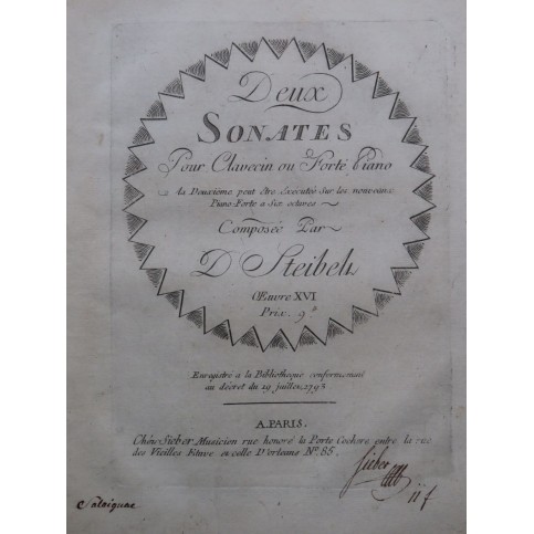 STEIBELT Daniel Deux Sonates op 16 1795