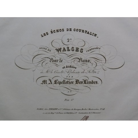 LEPELLETIER DES LANDES M. A. Les Echos de Courtalin No 2 Piano ca1850
