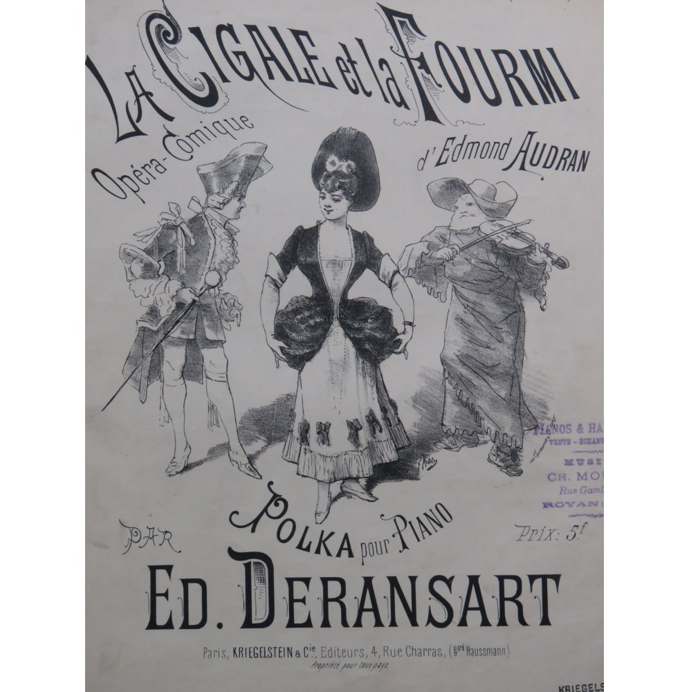 DERANSART Edouard La Cigale et la Fourmi Polka Piano XIXe siècle